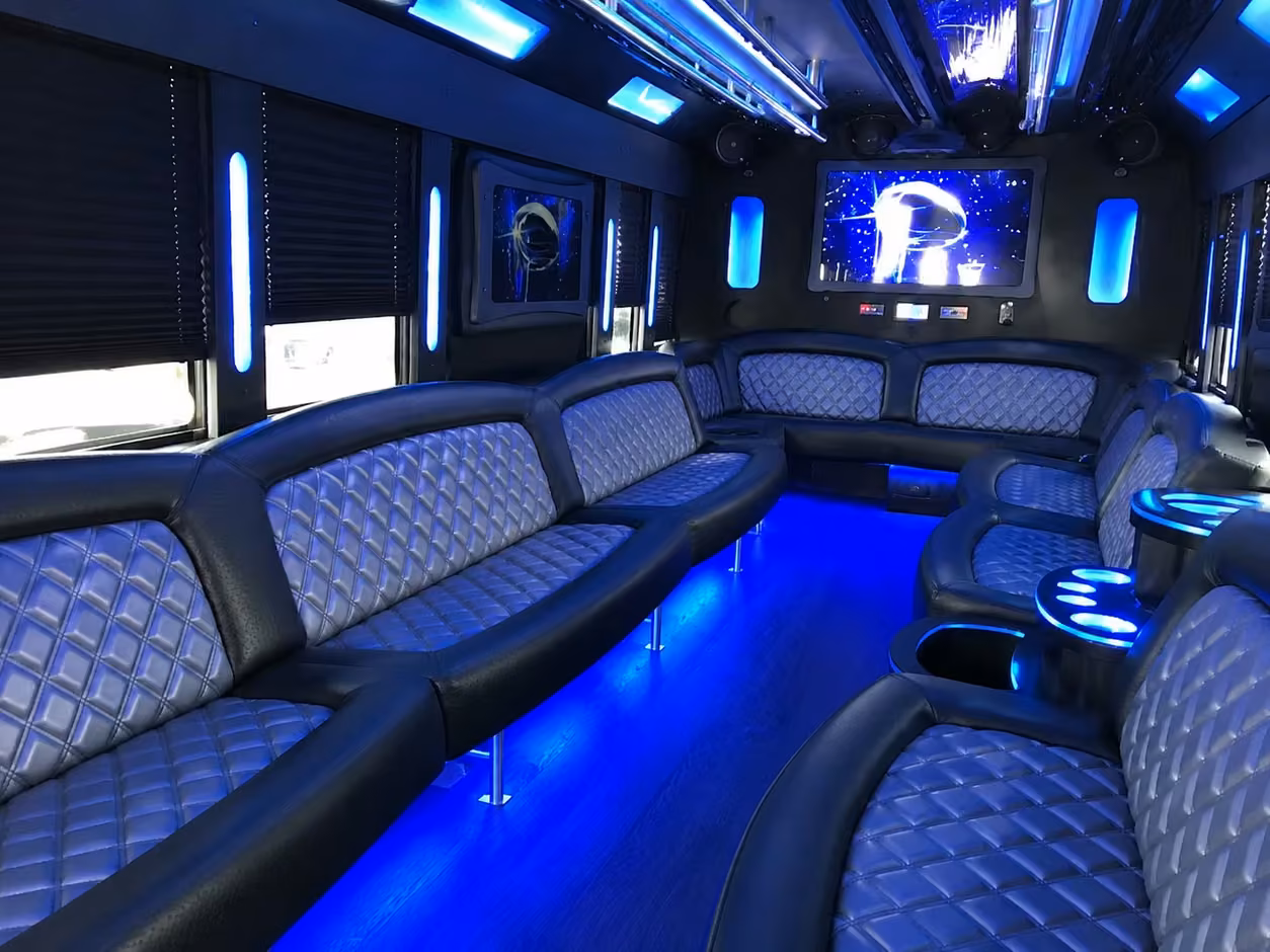 18 passenger party bus inside