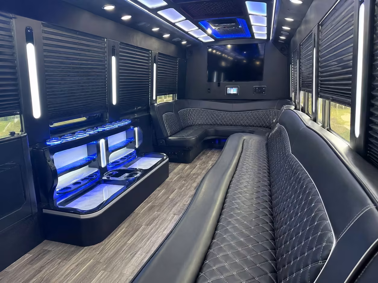 20 passenger party bus inside
