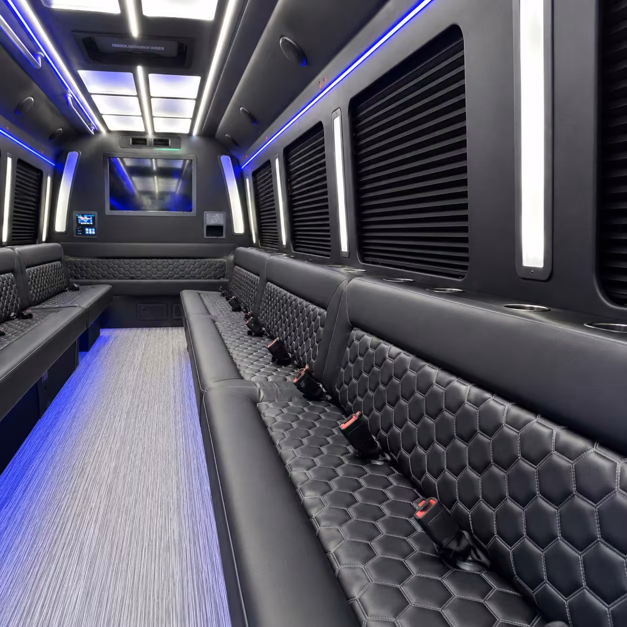 28 passenger party bus inside
