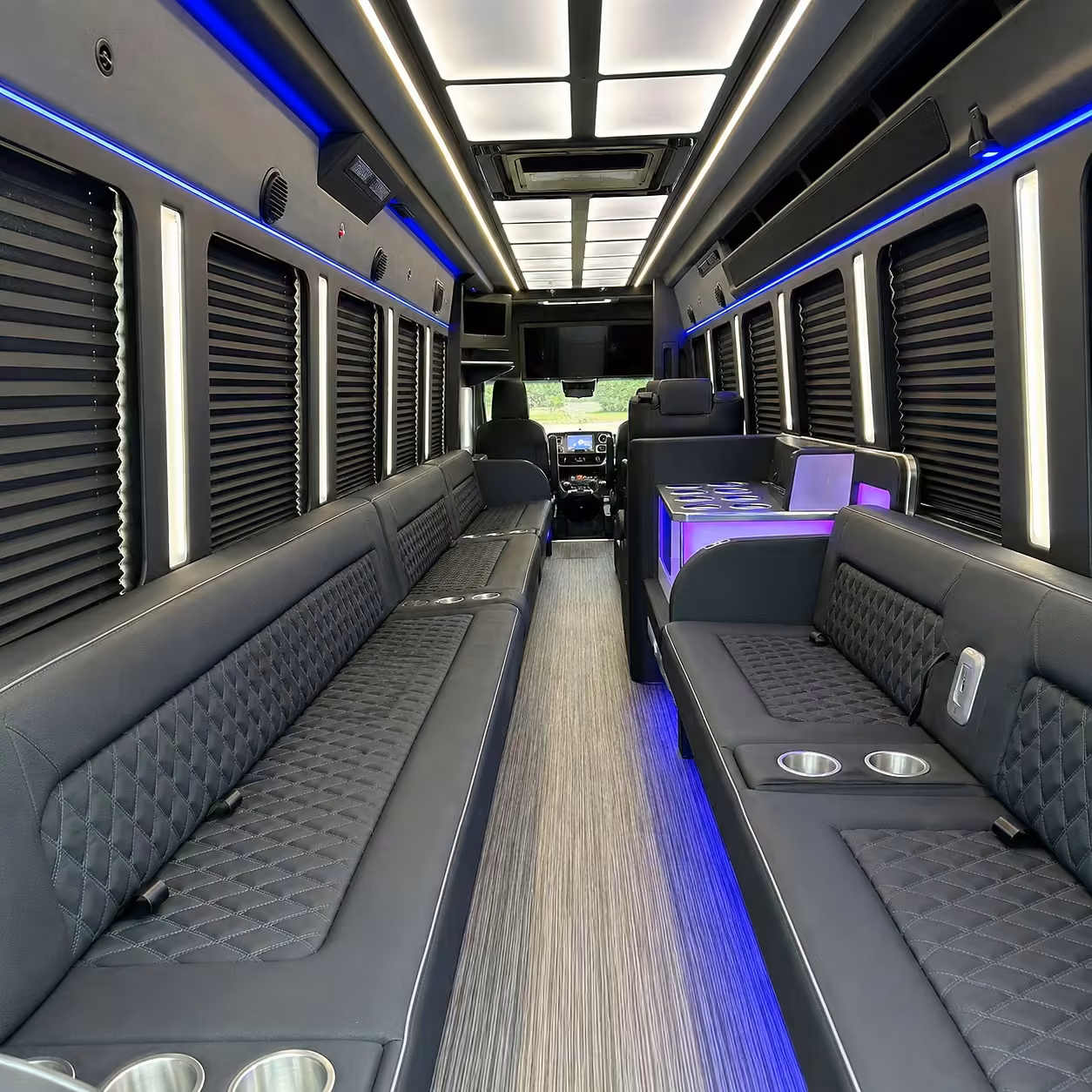 30 passenger party bus inside